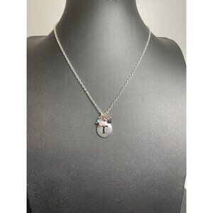 Silver Charm Necklace With "r" initial Pendant